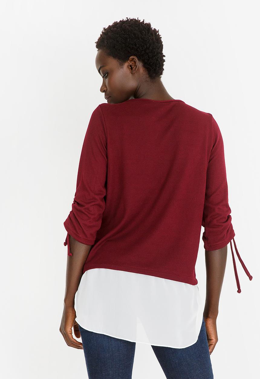 edit - Twofer Knit Top with Detachable Chain Burgundy