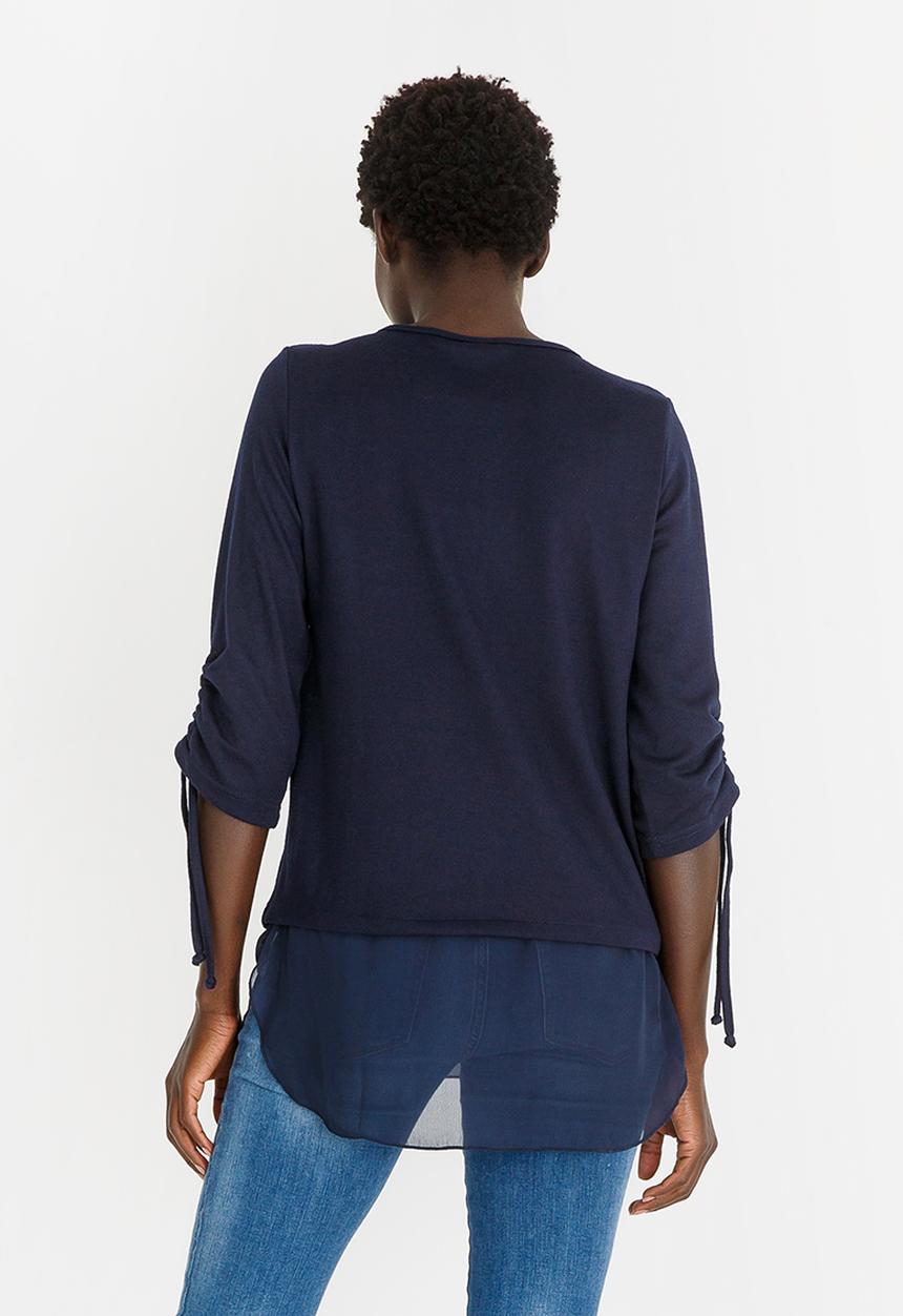 edit - Twofer Knit Top with Detachable Chain Navy