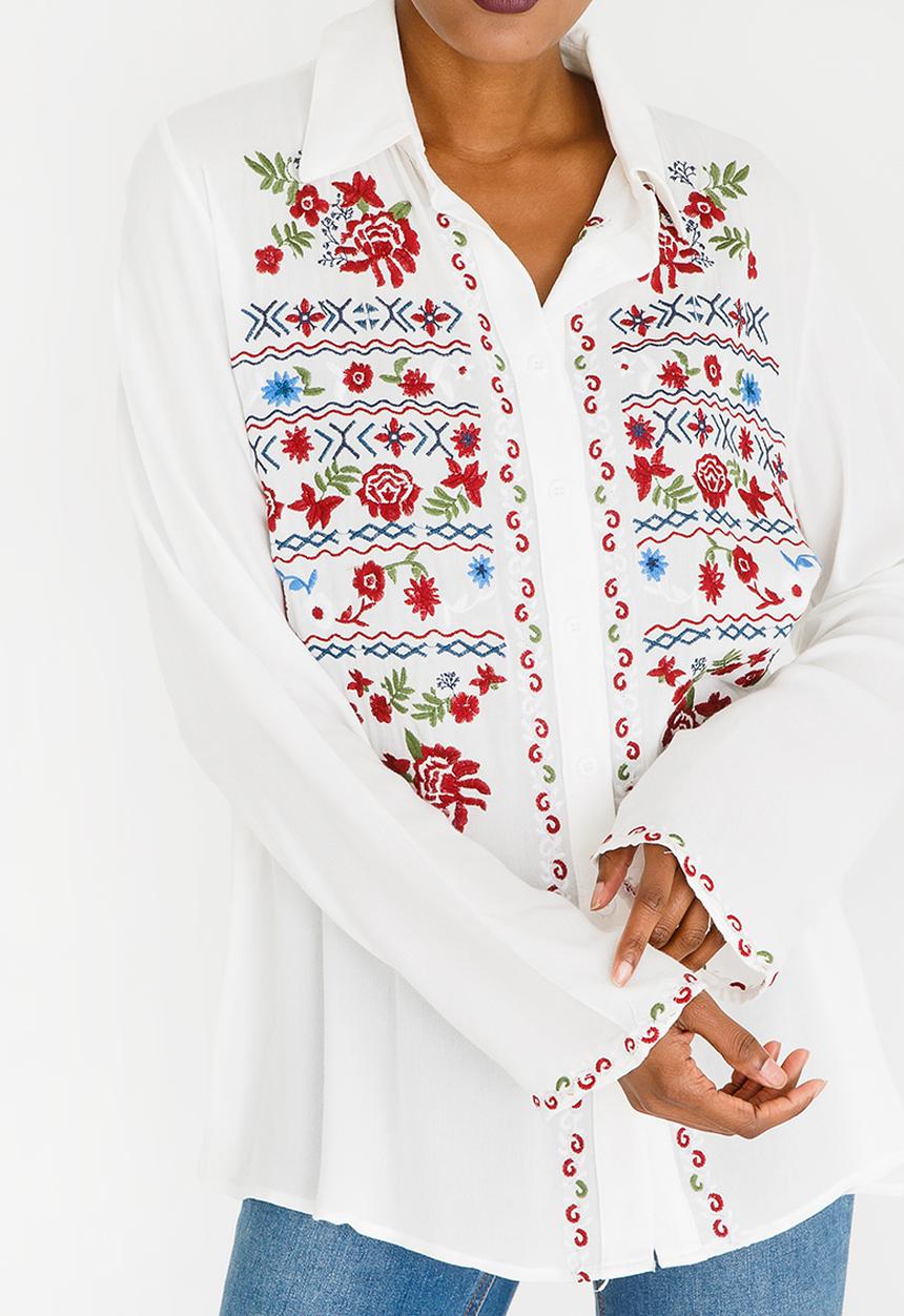 G Couture - Embroidered Shirt White