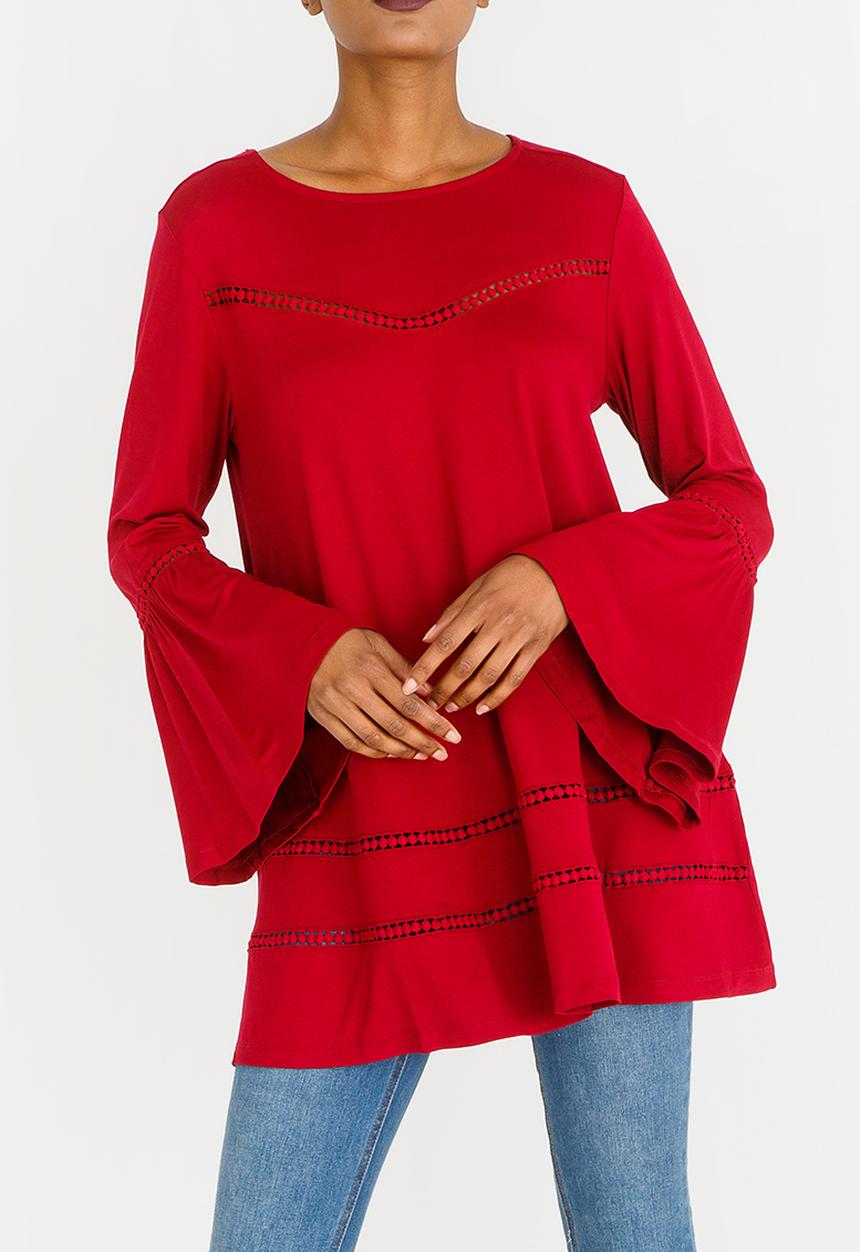 G Couture - Swing Top with Crochet Inset Red