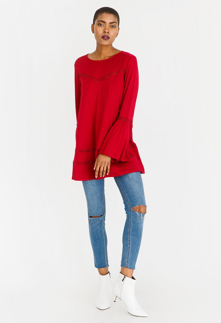 G Couture - Swing Top with Crochet Inset Red