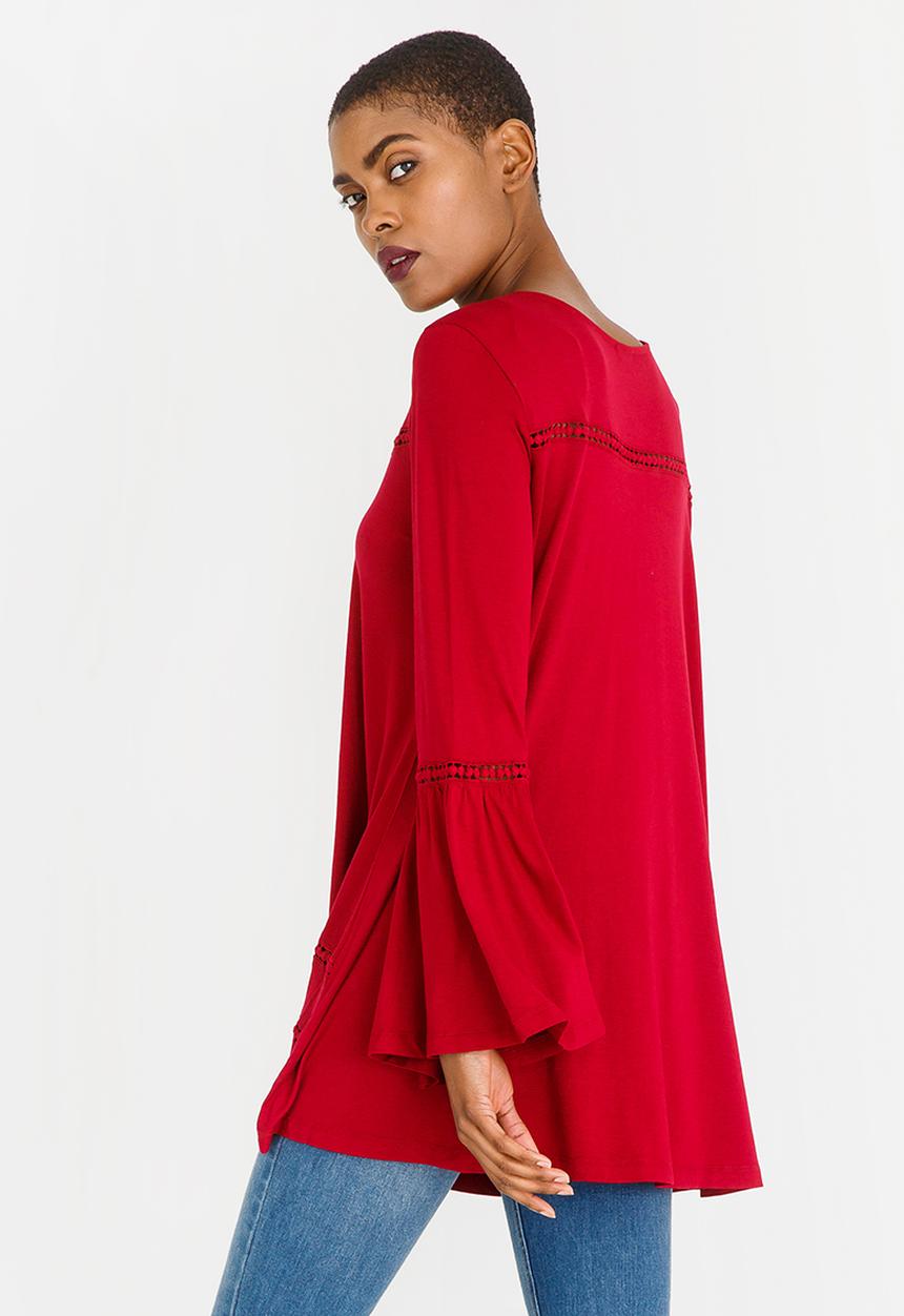G Couture - Swing Top with Crochet Inset Red