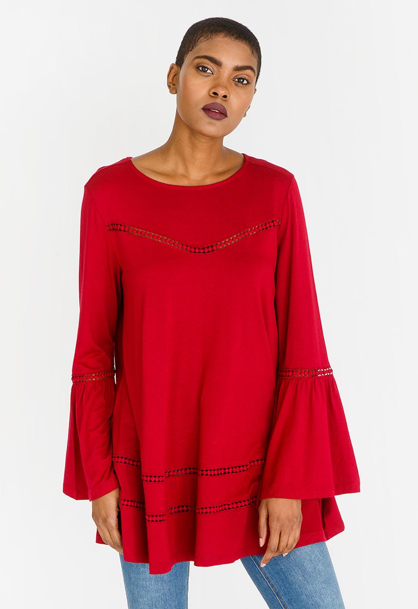 G Couture - Swing Top with Crochet Inset Red