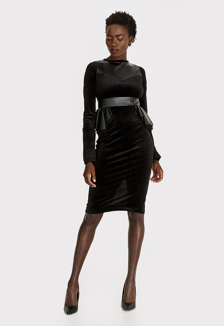 Sober - Nandi Peplum dress Black