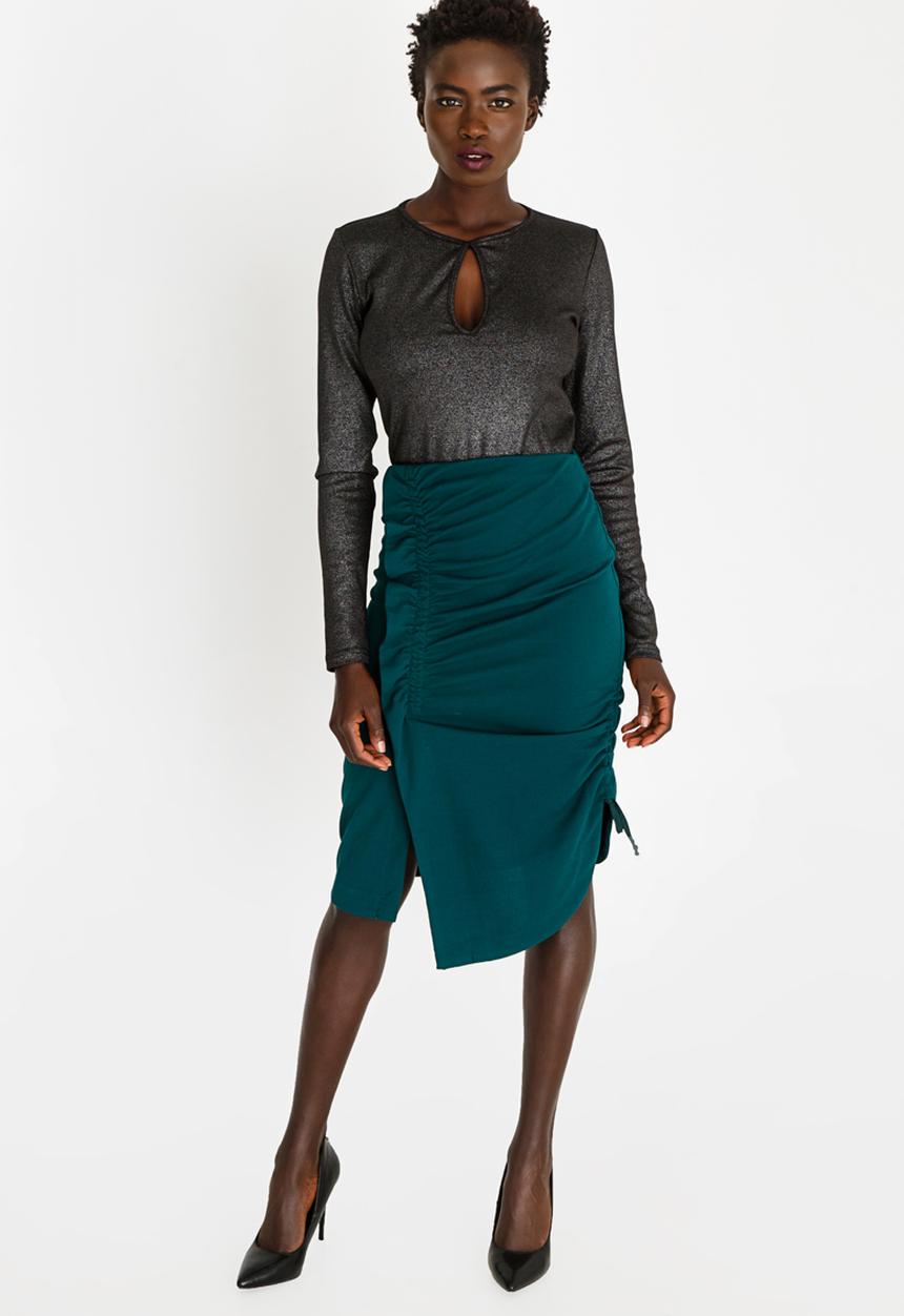 STYLE REPUBLIC - Ruched Detail Skirt Dark Green
