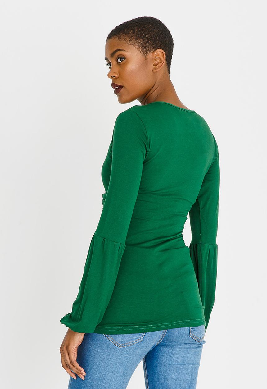 edit - Cross Over Long Sleeve Top Green