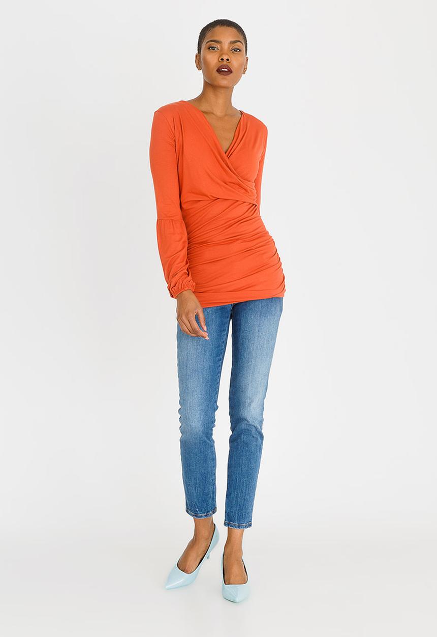 edit - Cross Over Long Sleeve Top Rust