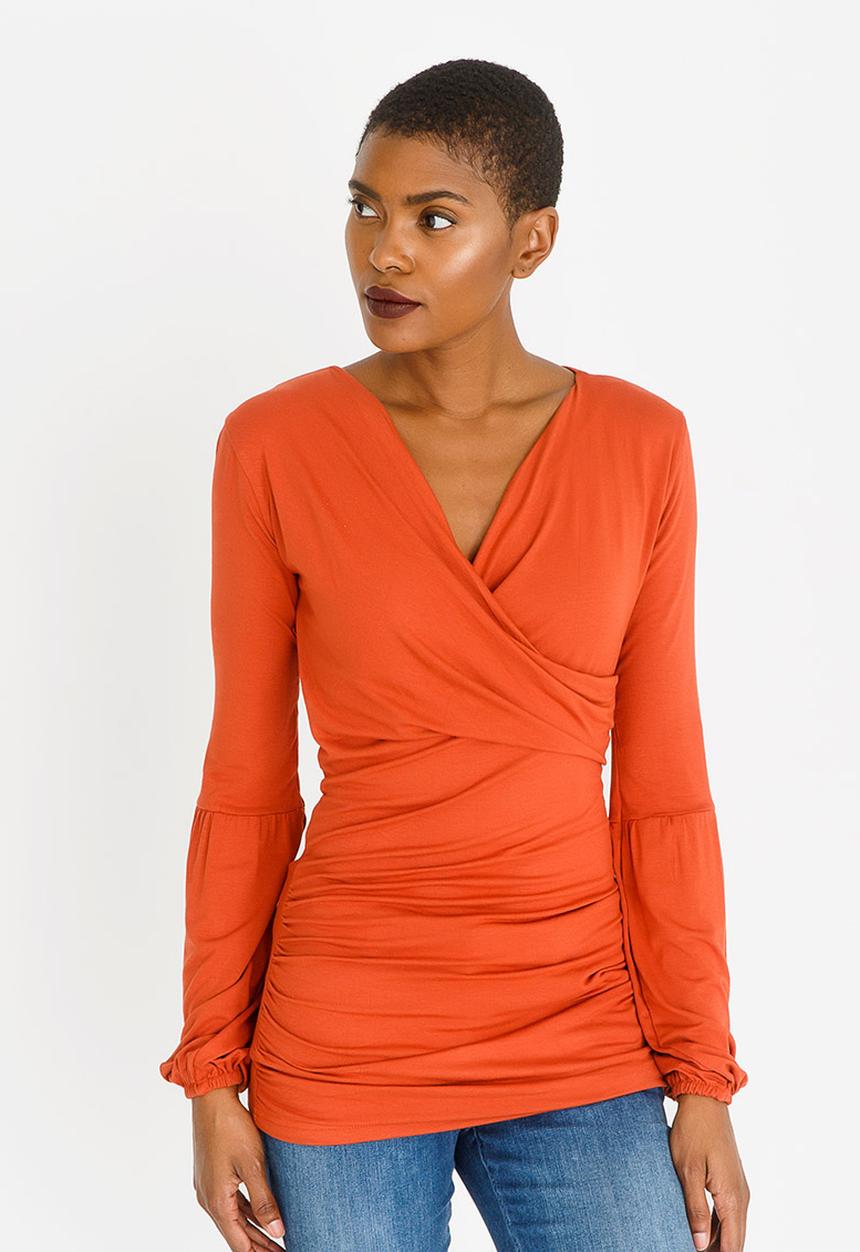 edit - Cross Over Long Sleeve Top Rust