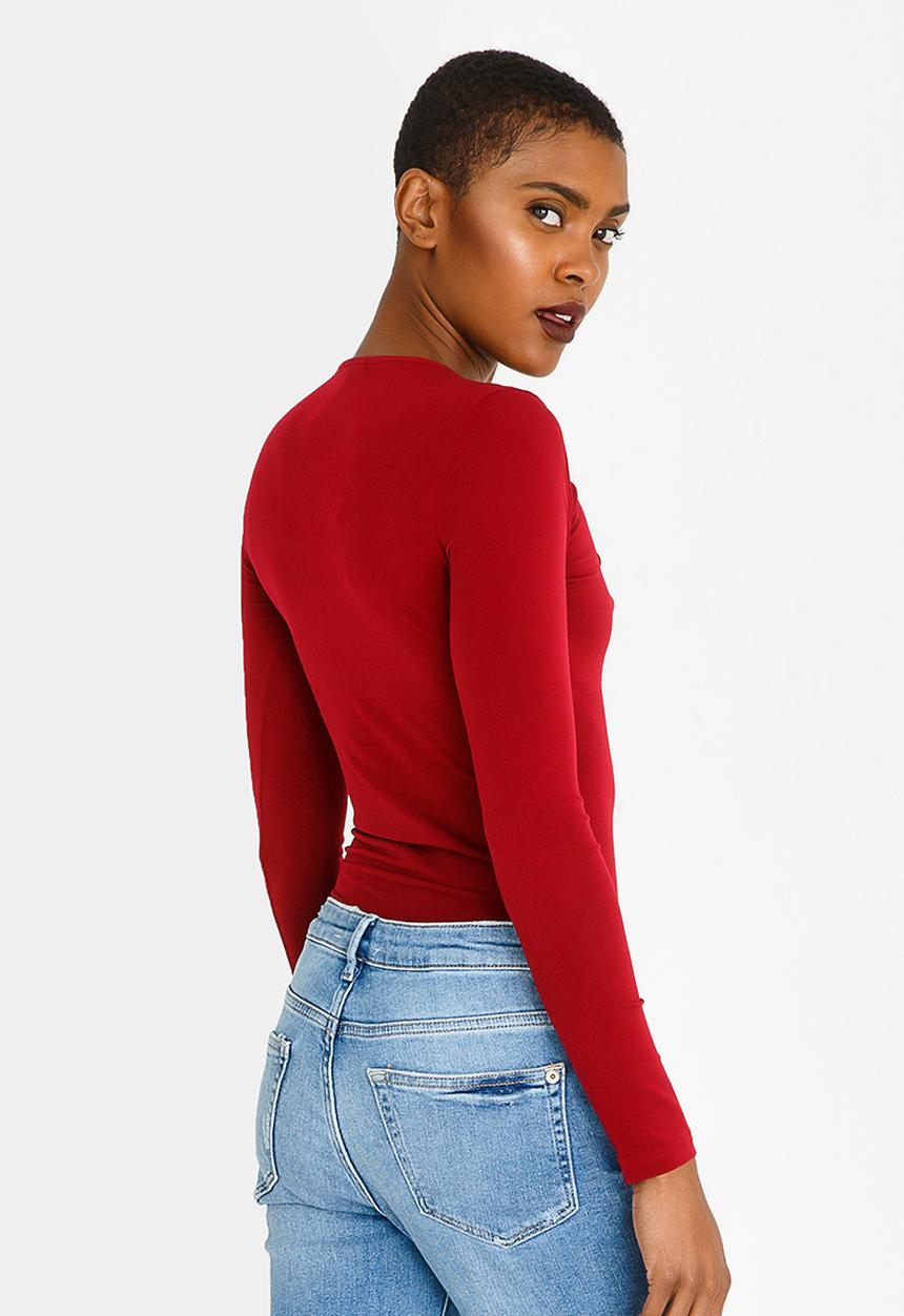 c(inch) - Lace-up Bodysuit Red