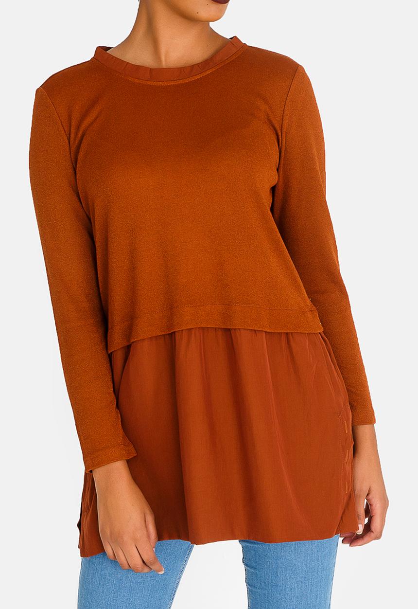 G Couture - Shimmer Detail Top with Buttons Rust
