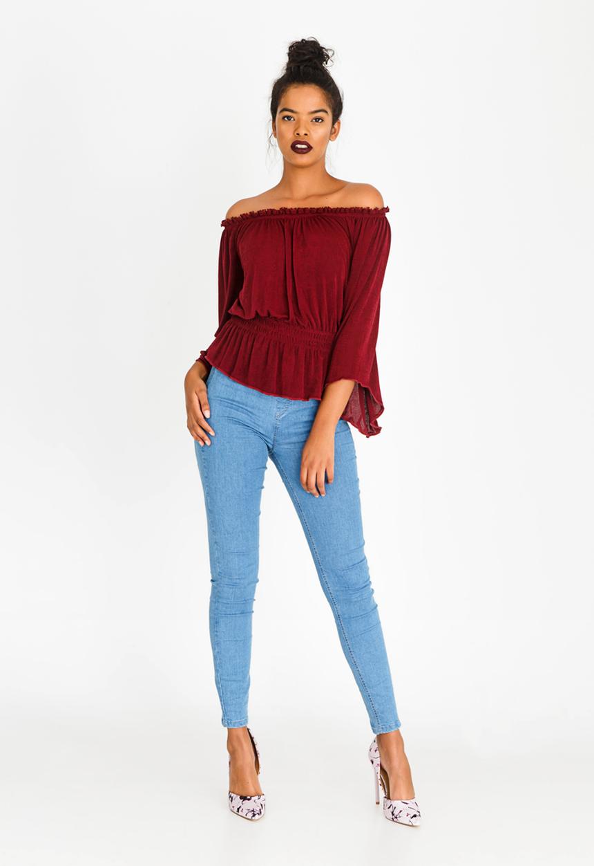 SISSY BOY - Bardot Top Dark Red
