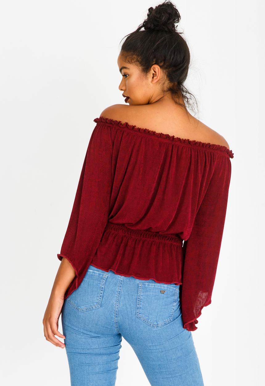 SISSY BOY - Bardot Top Dark Red