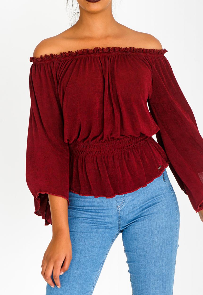 SISSY BOY - Bardot Top Dark Red