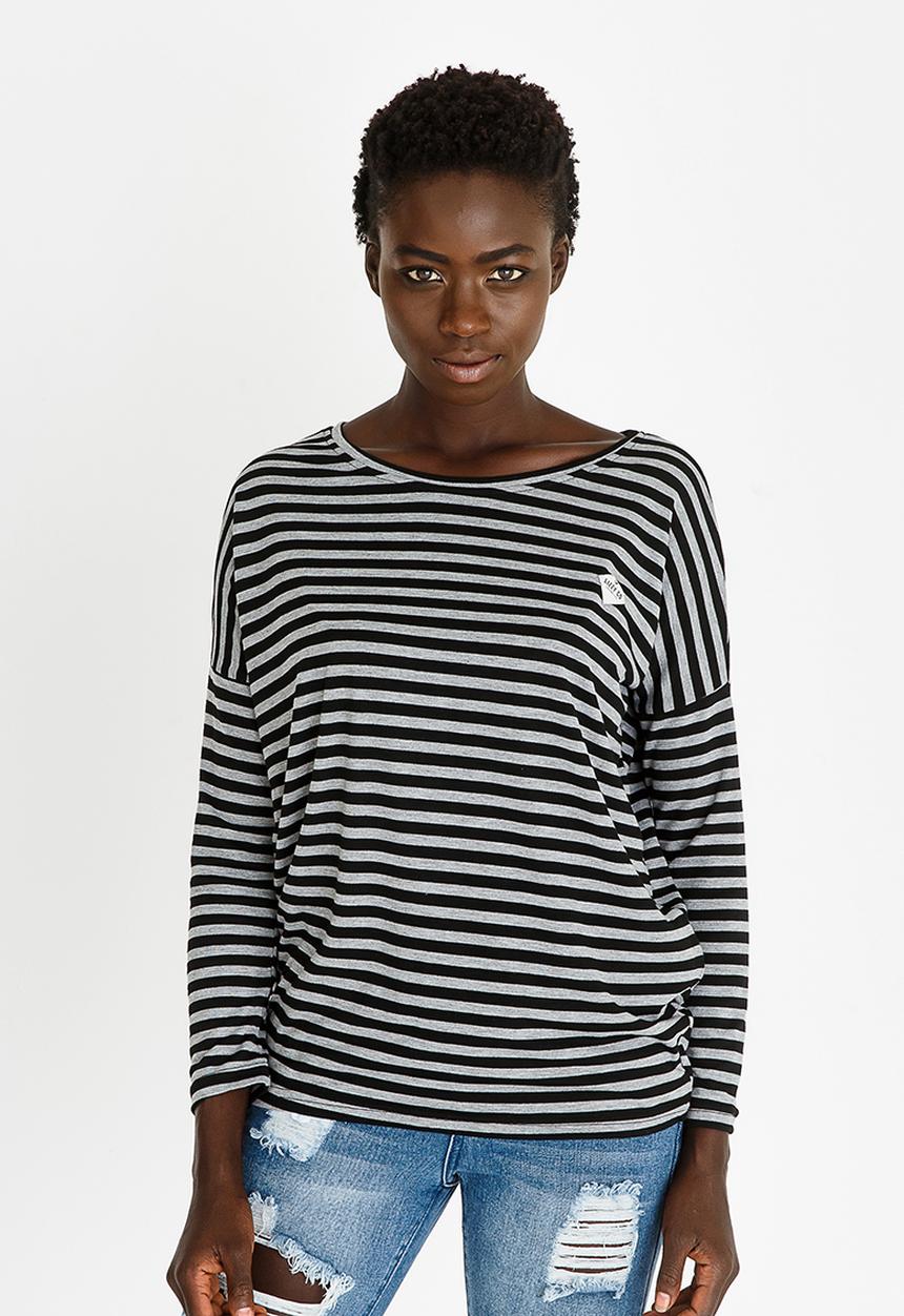 Lizzy - Rosemary Stripe Tee Black