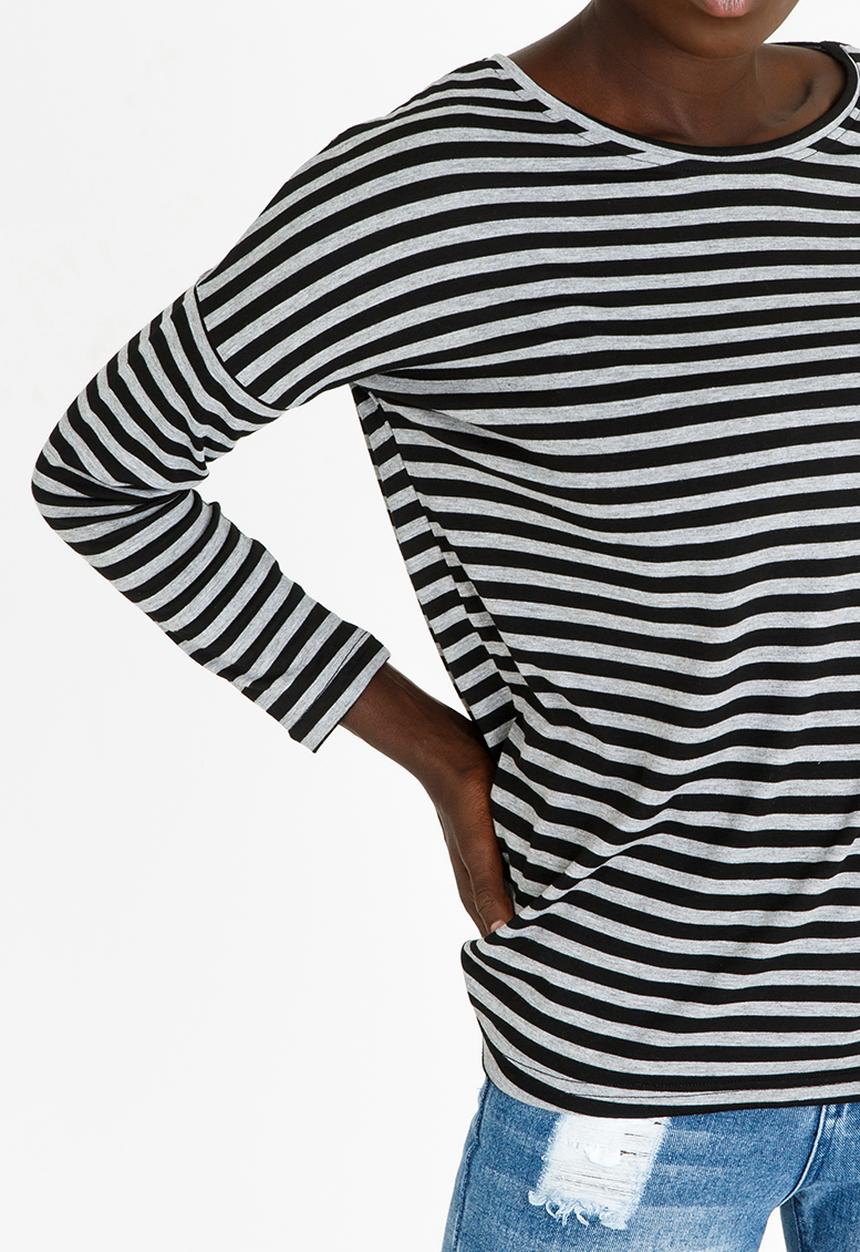 Lizzy - Rosemary Stripe Tee Black
