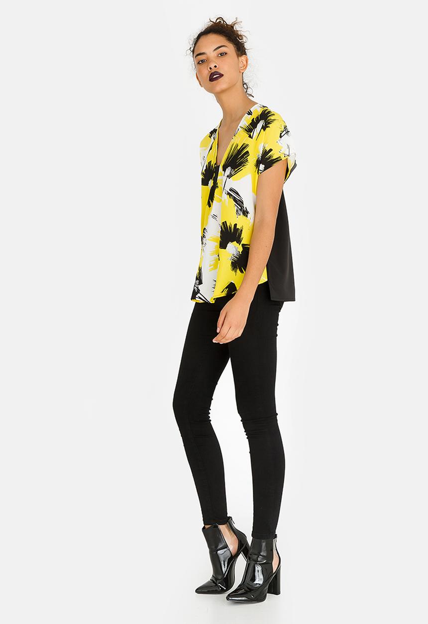 Kate Jordan - V-neck Elasticated Top Yellow
