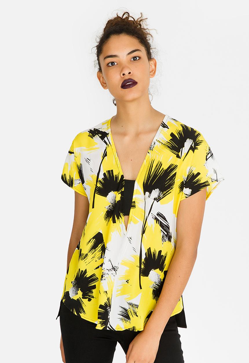 Kate Jordan - V-neck Elasticated Top Yellow
