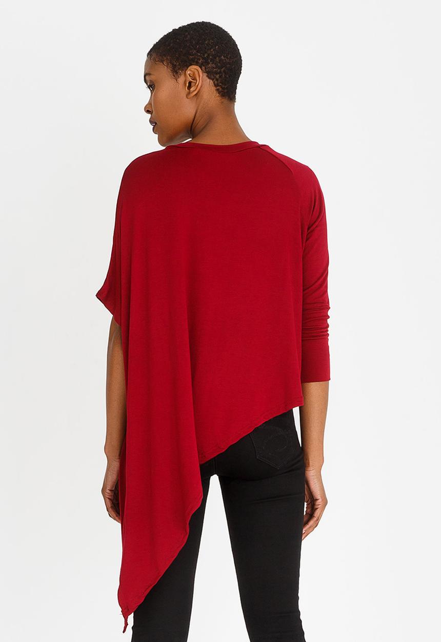 edit - Asymmetric Hemline Top Burgundy