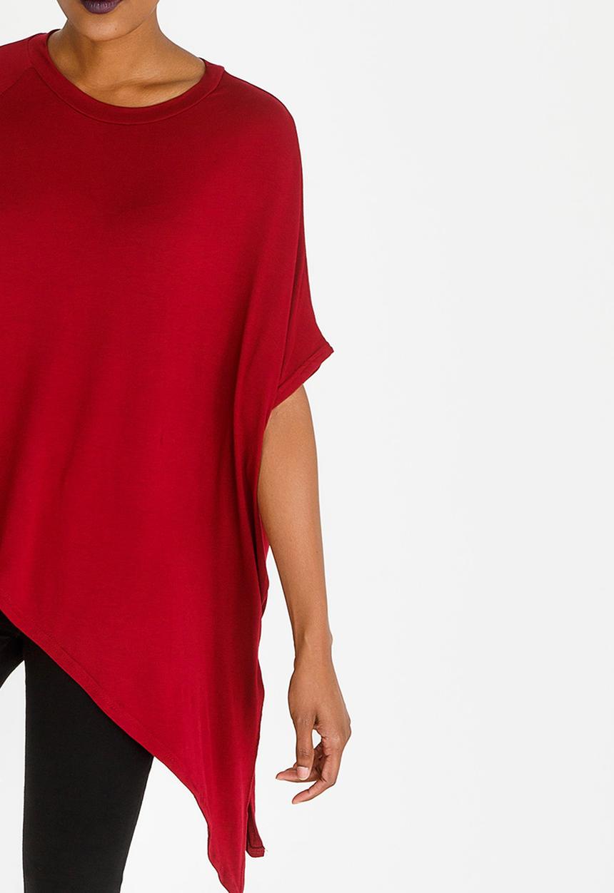 edit - Asymmetric Hemline Top Burgundy