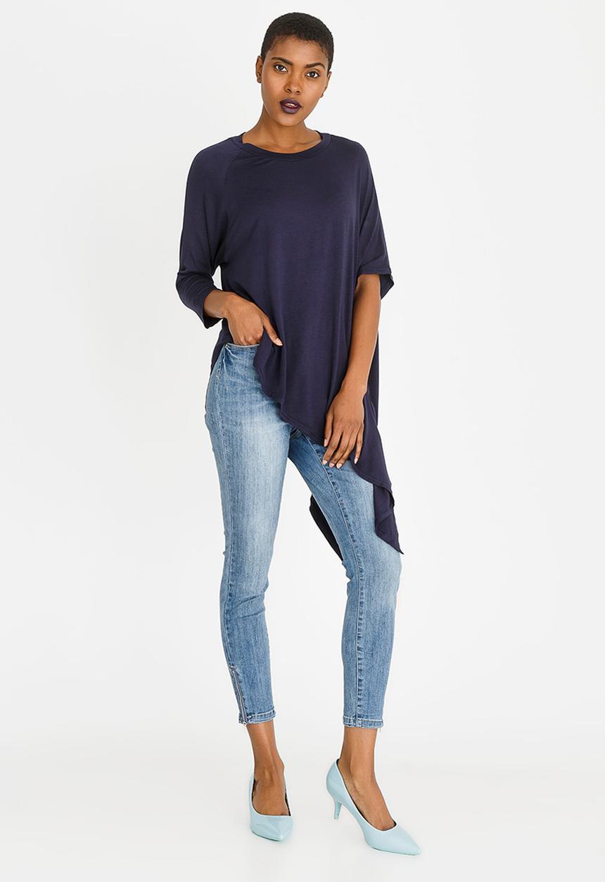 edit - Asymmetric Hemline Top Navy