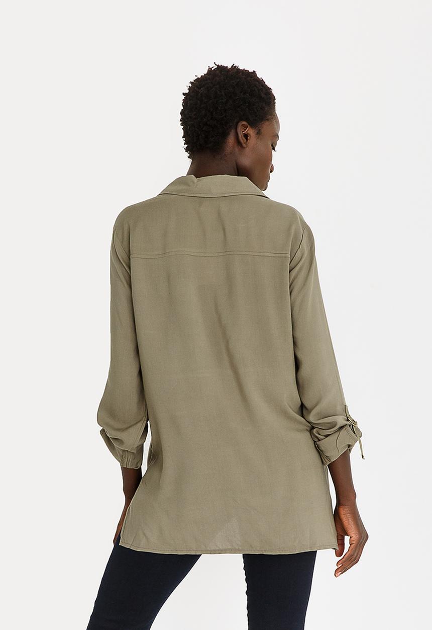 edit - Roll Up Sleeve Shirt Khaki Green