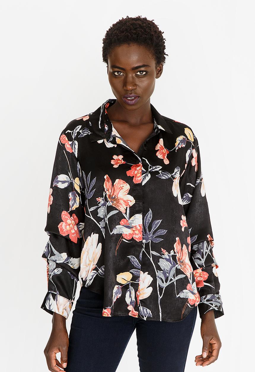 edit - Sleeve Detail Blouse Black
