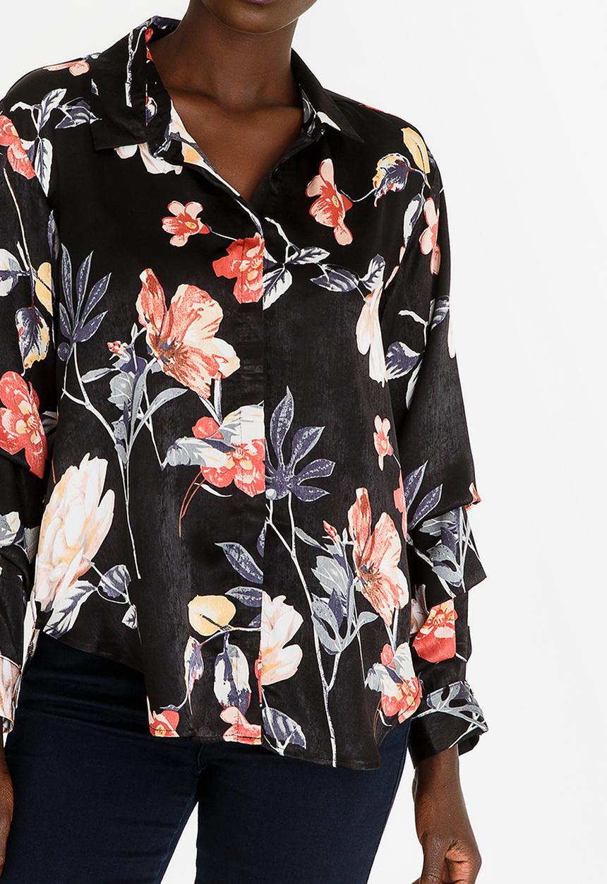 edit - Sleeve Detail Blouse Black