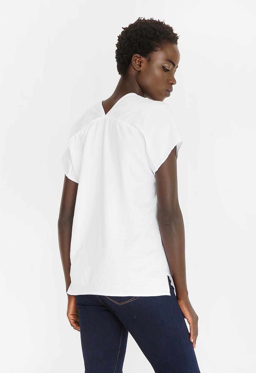 Kate Jordan - V-neck Elasticated Top White
