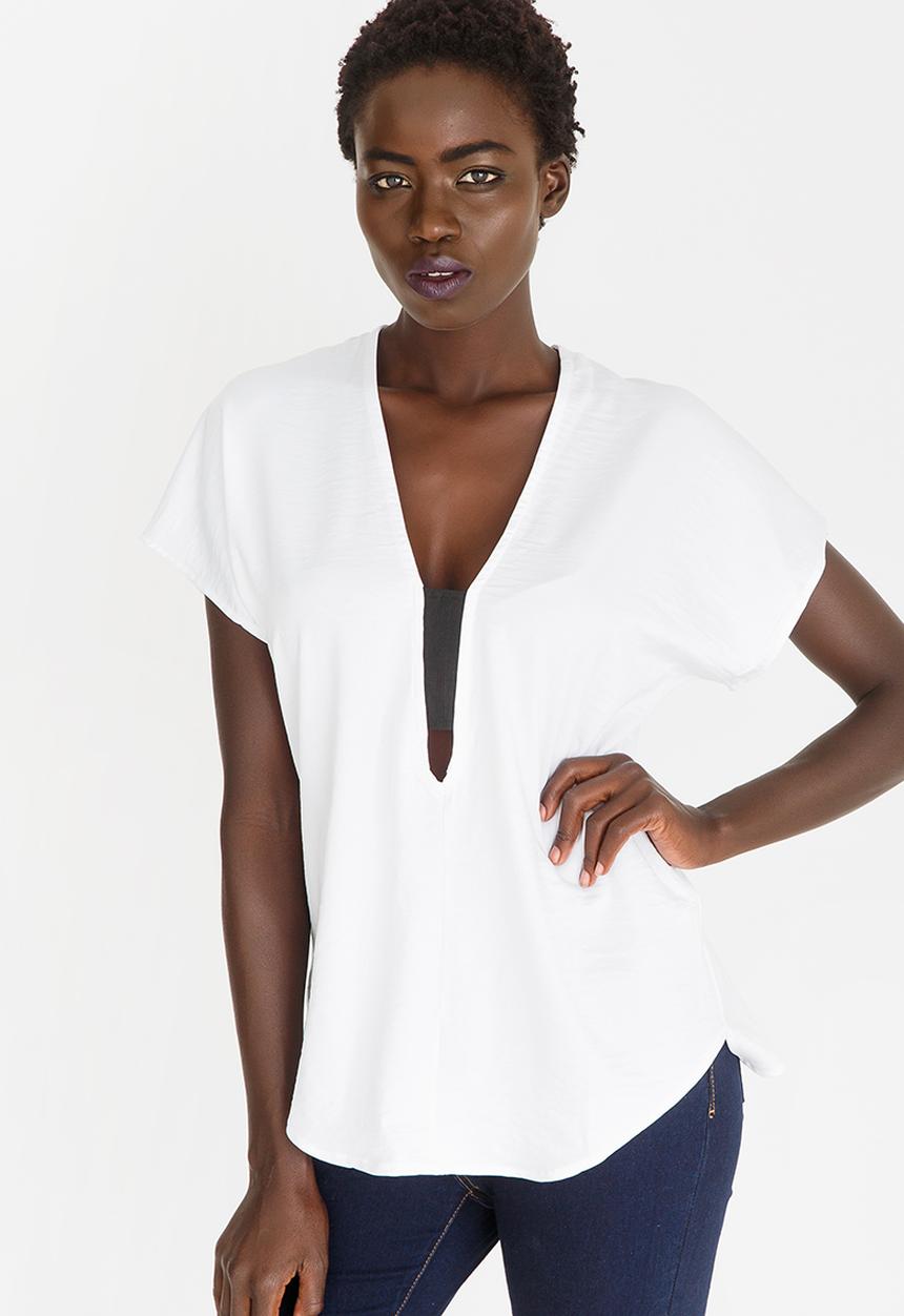 Kate Jordan - V-neck Elasticated Top White