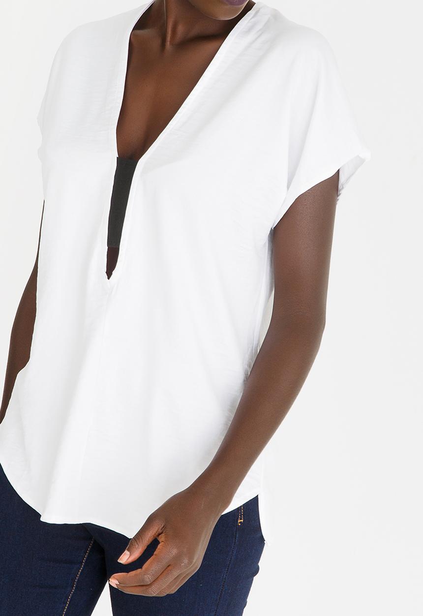 Kate Jordan - V-neck Elasticated Top White