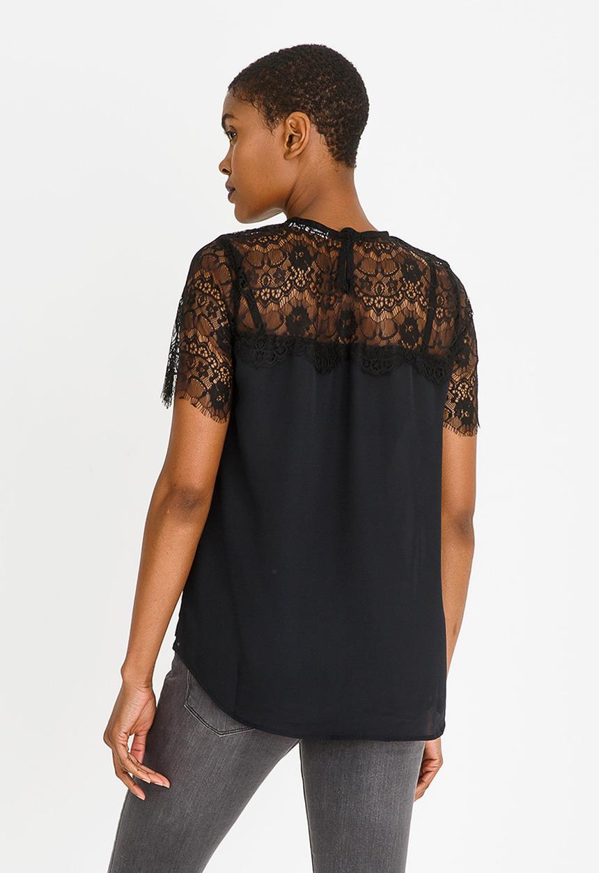 Kate Jordan - Lace Combo Blouse Black
