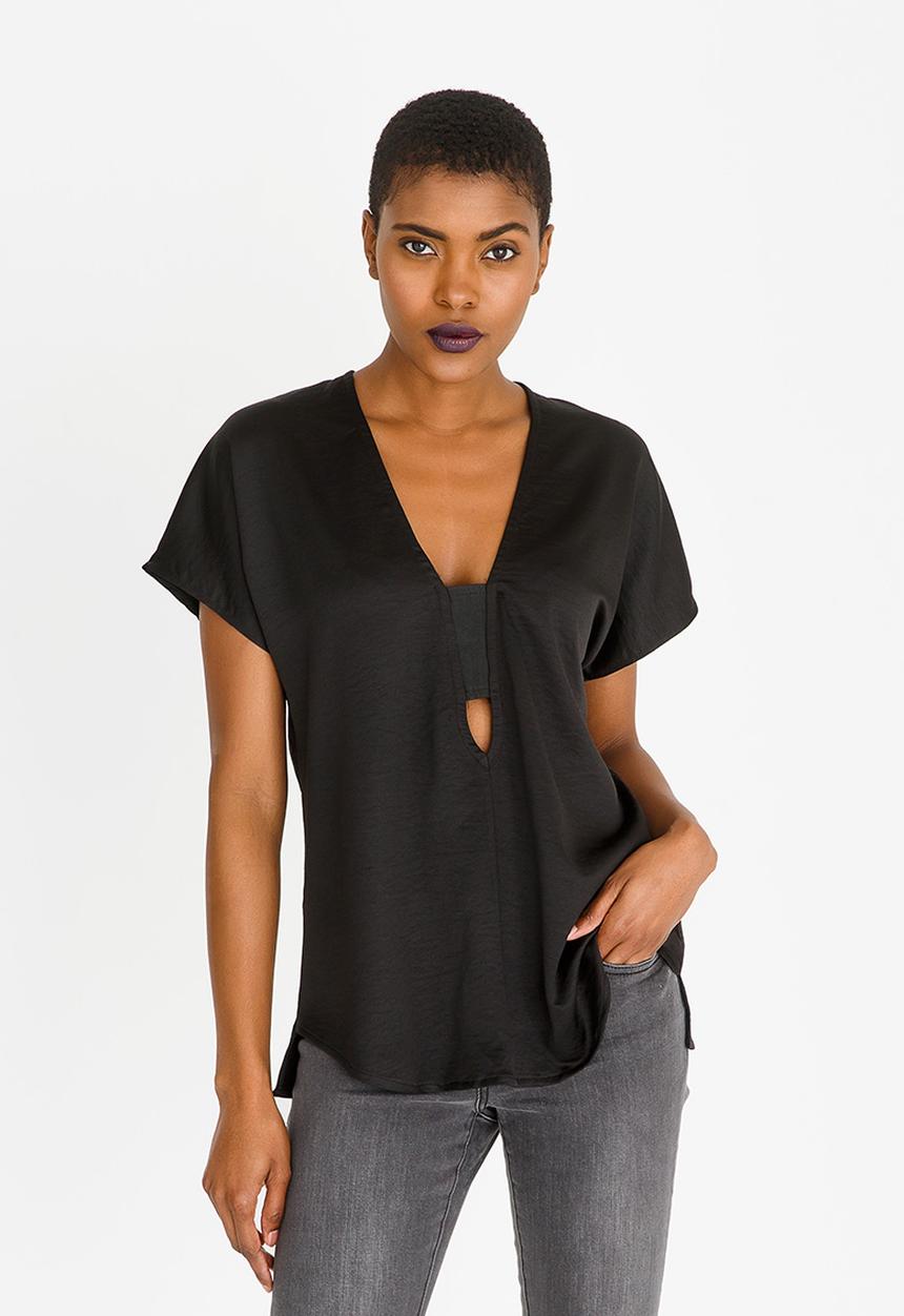 Kate Jordan - V-neck Elasticated Top Black