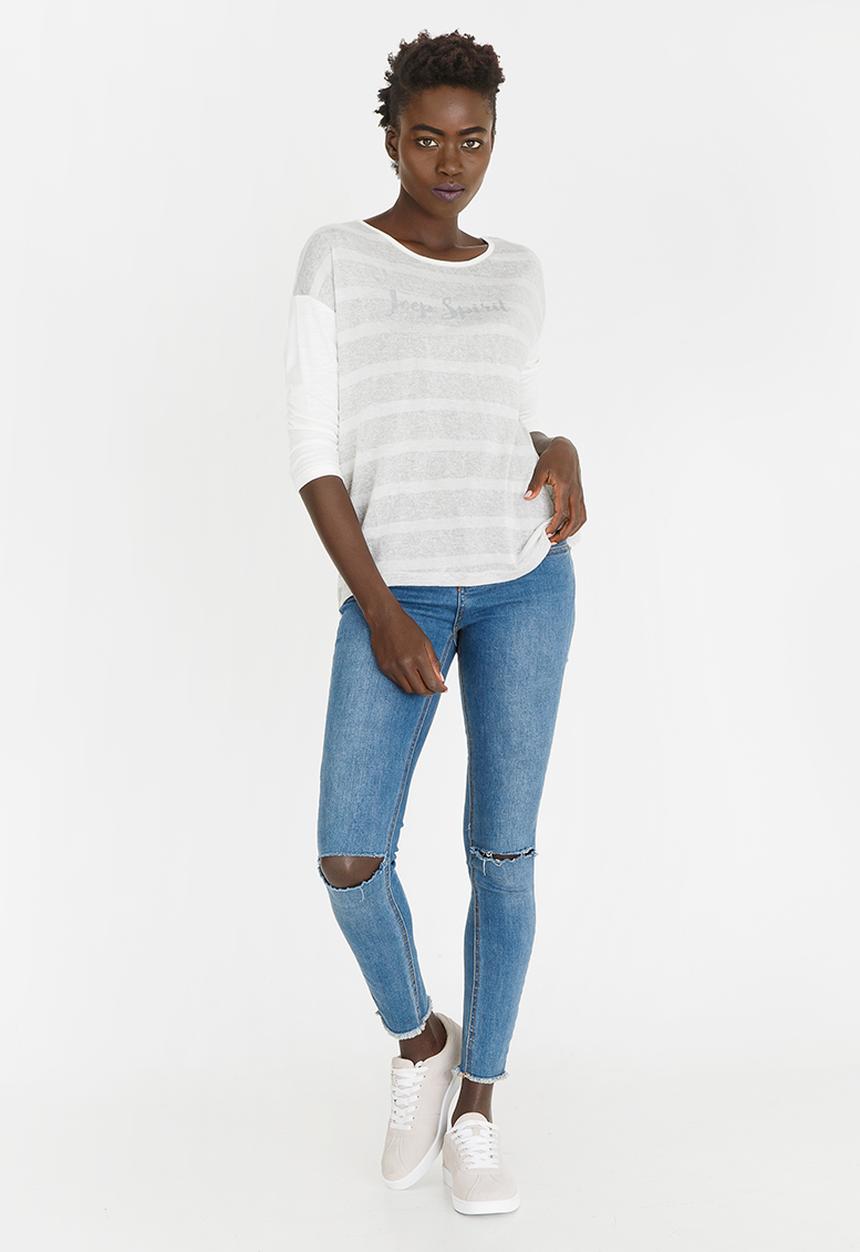 JEEP - Long Sleeve Stripe Tee Grey