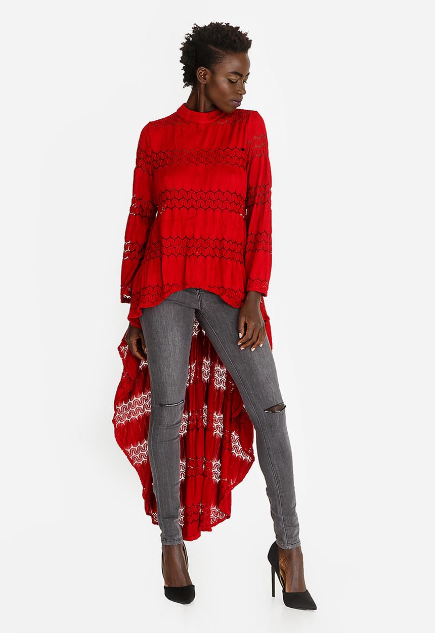 Revenge - Drape Detail Top Red