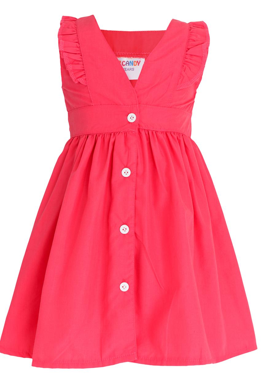Pop Candy - Button Detail  Dress Mid Pink