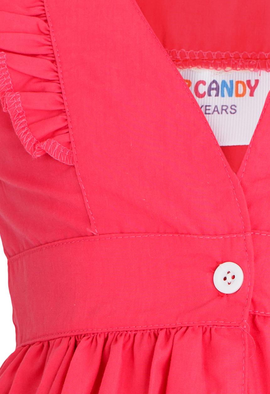 Pop Candy - Button Detail  Dress Mid Pink