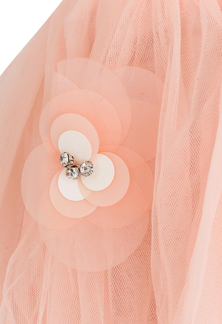 Pop Candy - Flower Embellished Mesh Skirt Orange