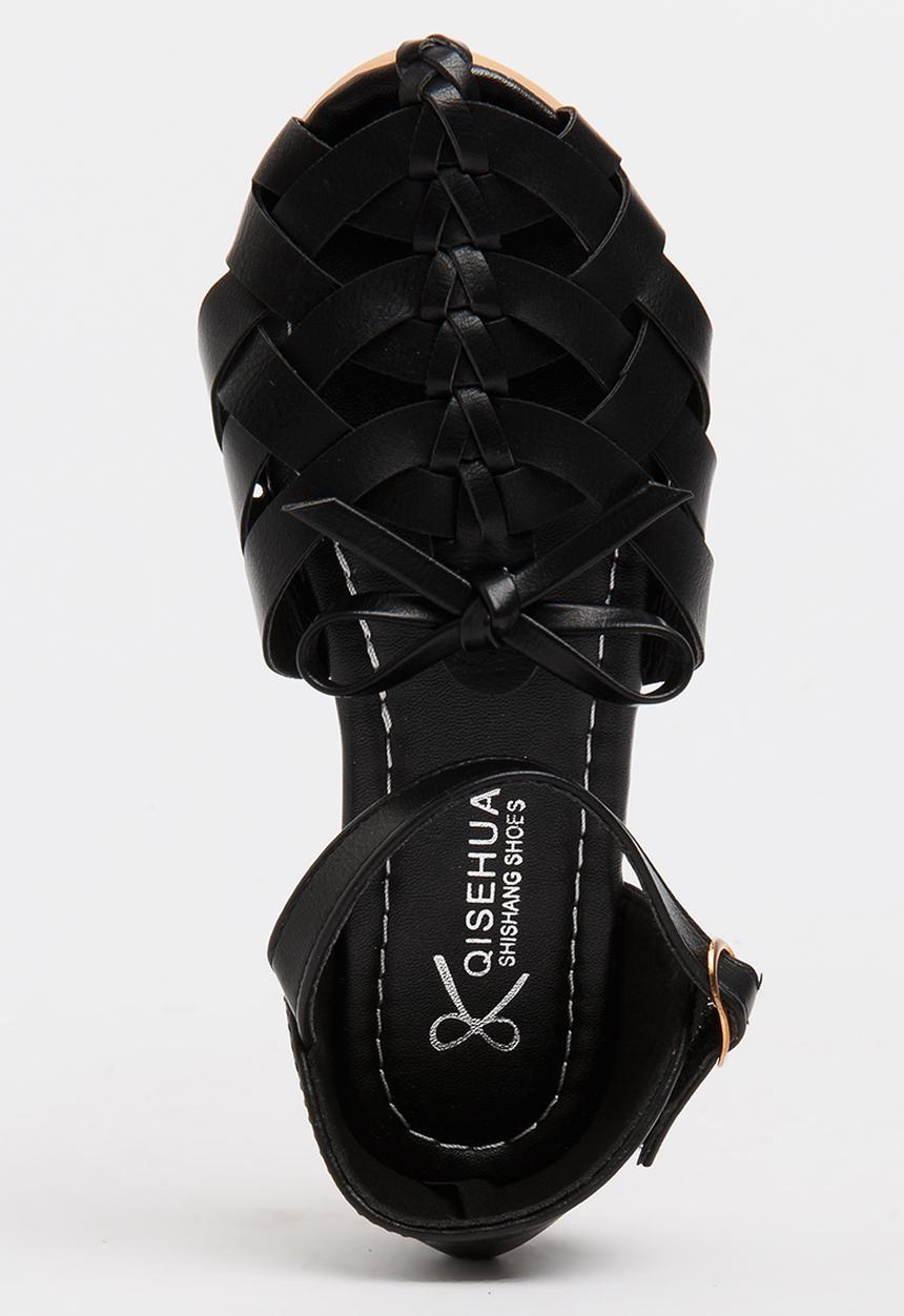 Pop Candy - Girls Cage Sandal Black