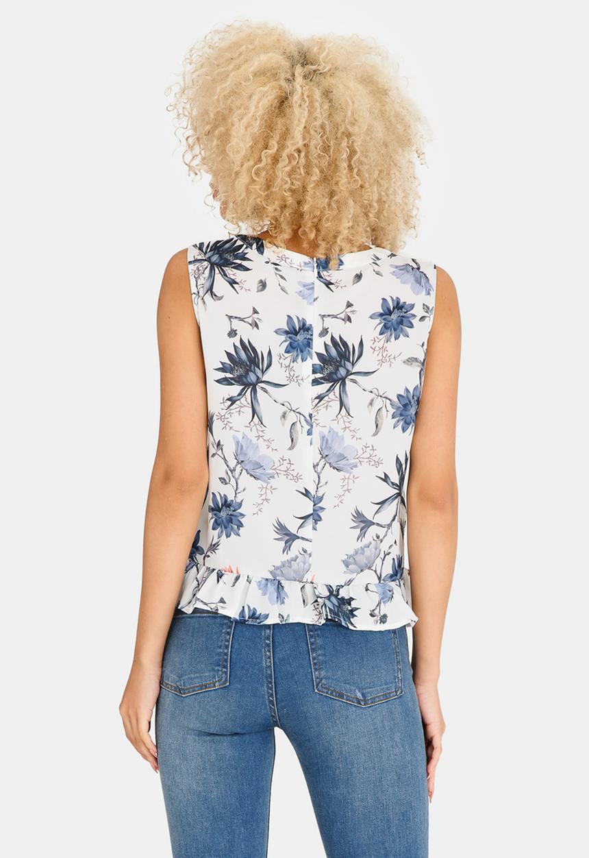 ONLY - Kiss Frill Top Blue and White