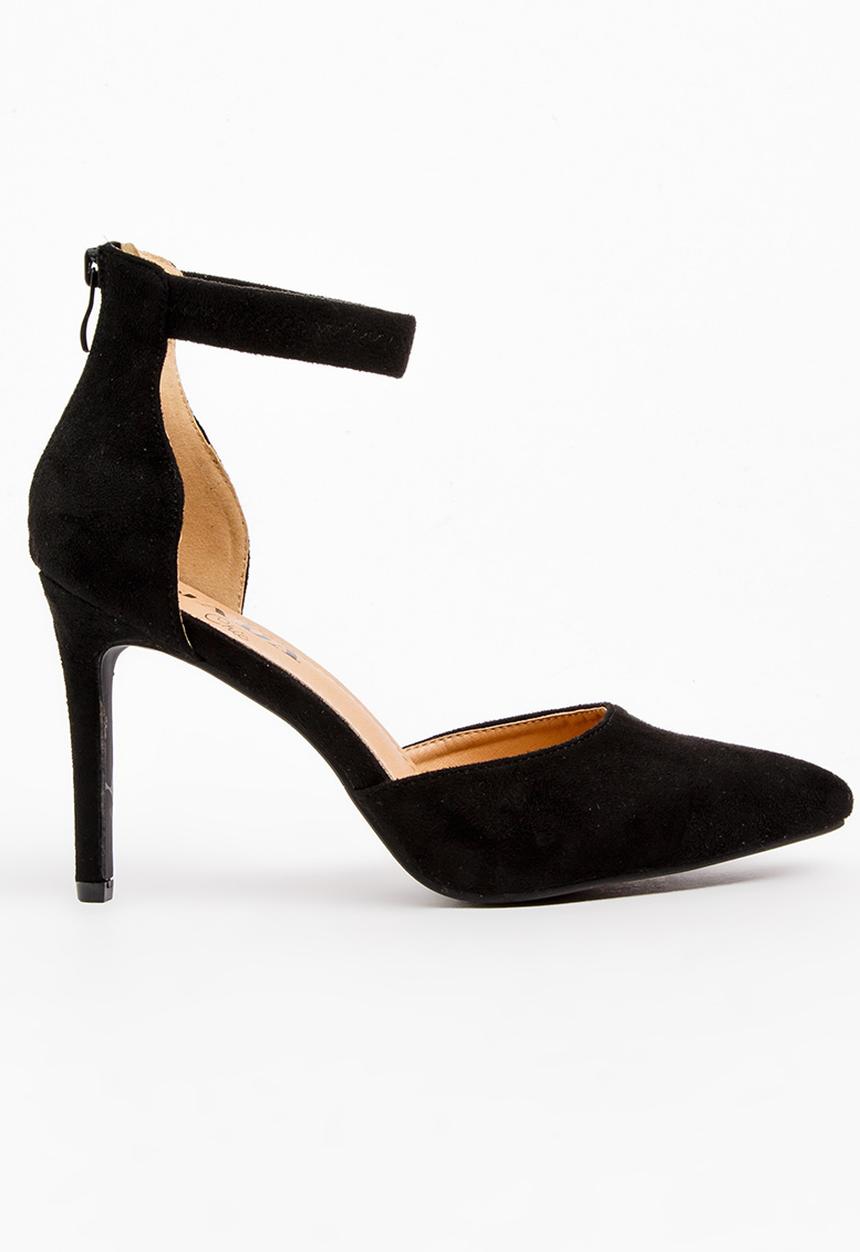 Jada - Ankle-strap Court Heels Black