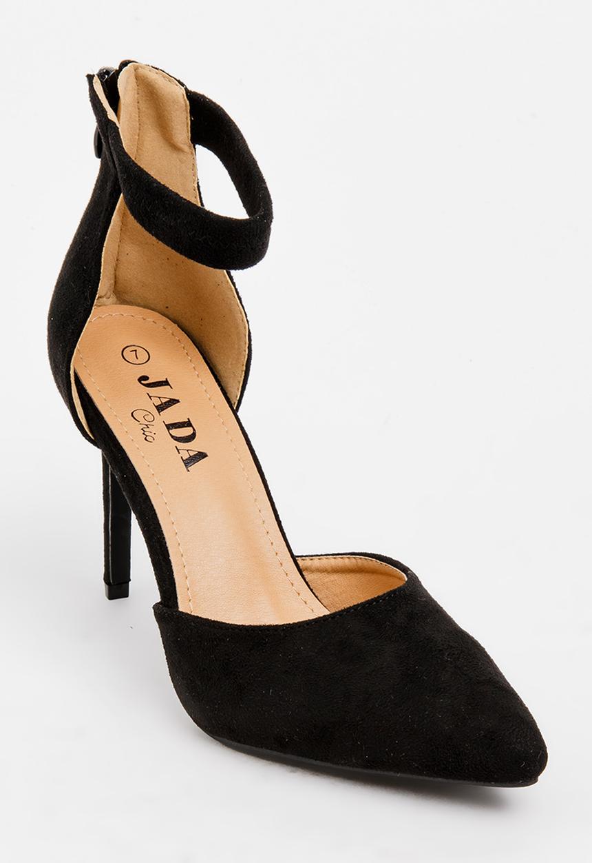 Jada - Ankle-strap Court Heels Black
