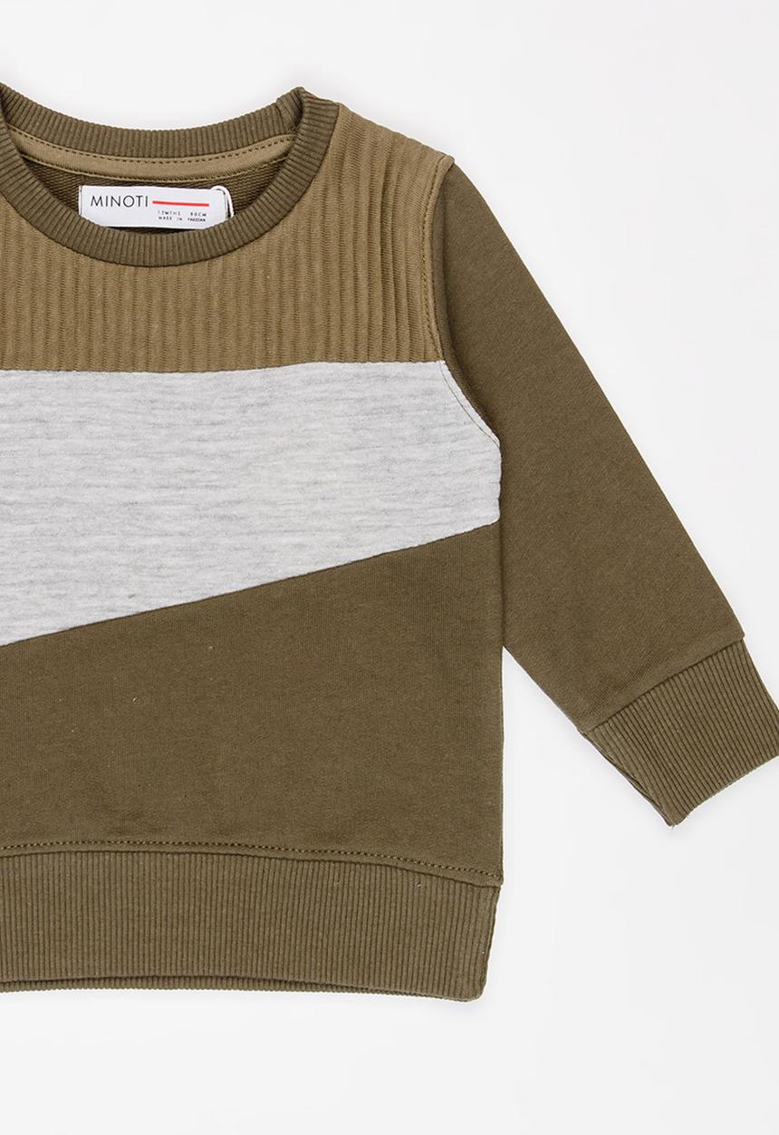 MINOTI - Tiger Colour Block Sweat Top Khaki Green