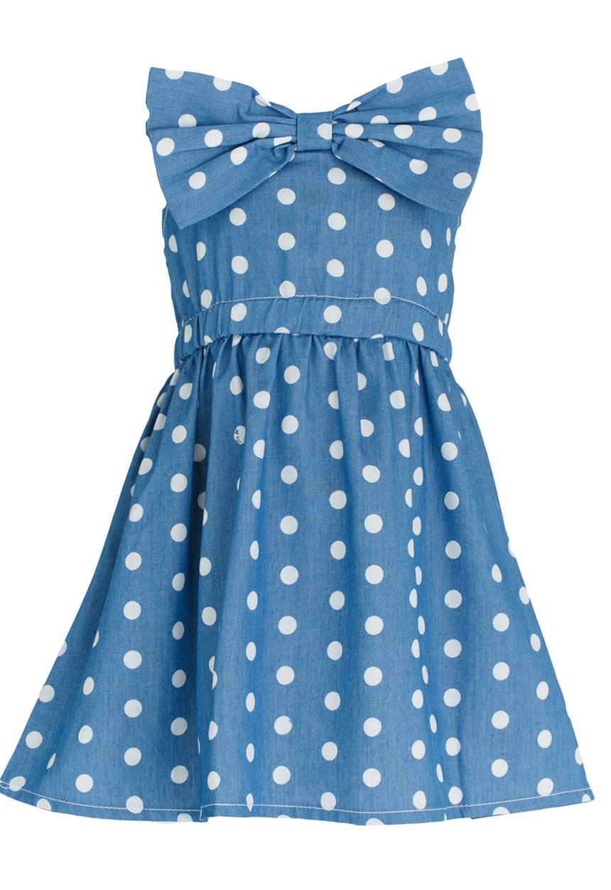Pop Candy - Spotted Dress With Bow Detail Blue