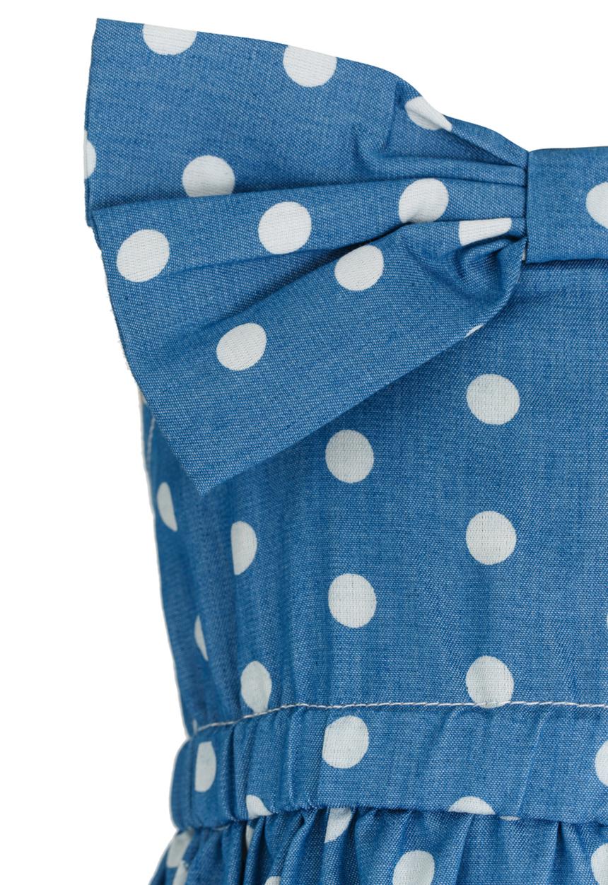 Pop Candy - Spotted Dress With Bow Detail Blue