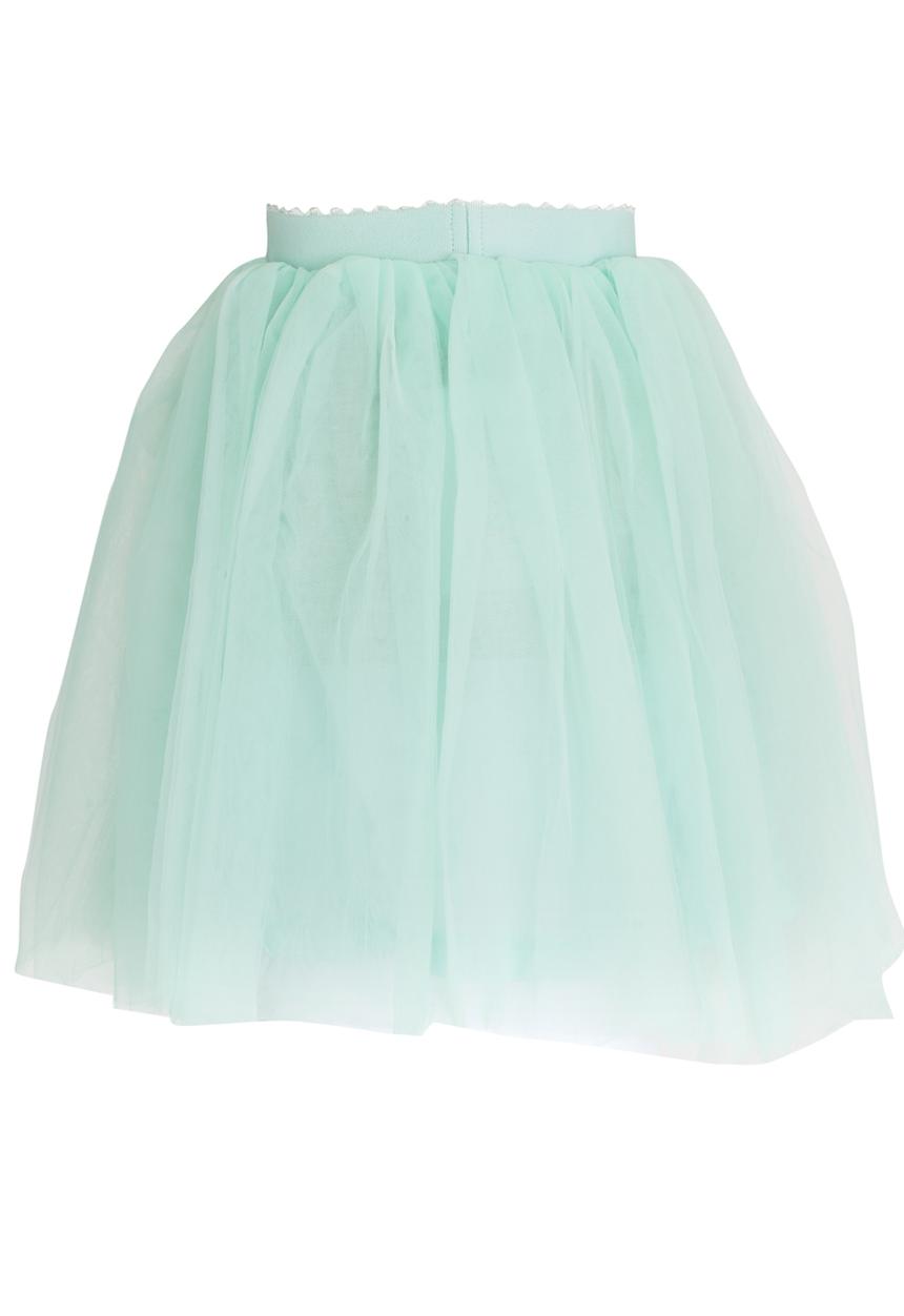 Pop Candy - Flower Embellished Mesh Skirt Mid Green