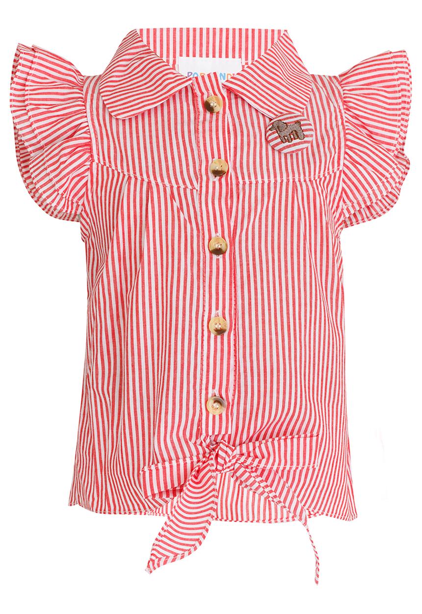 Pop Candy - Stripe Ruffle Blouse Red