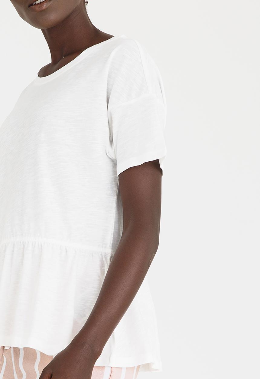 ONLY - Leah Ruffle Detail Tee White
