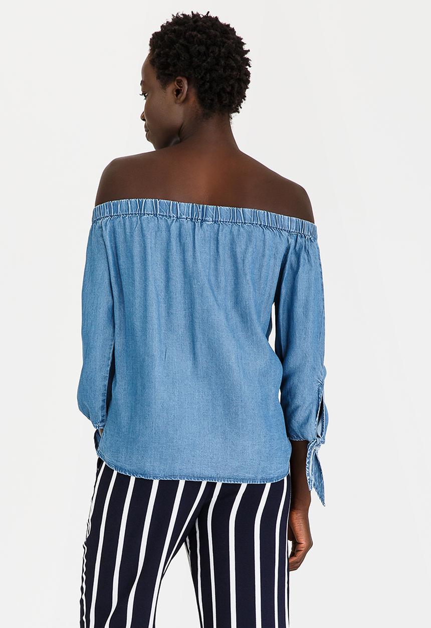 ONLY - India Off-the-shoulder Top Mid Blue