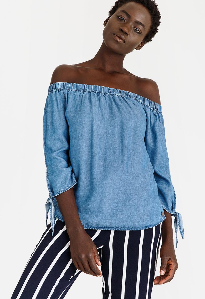 ONLY - India Off-the-shoulder Top Mid Blue