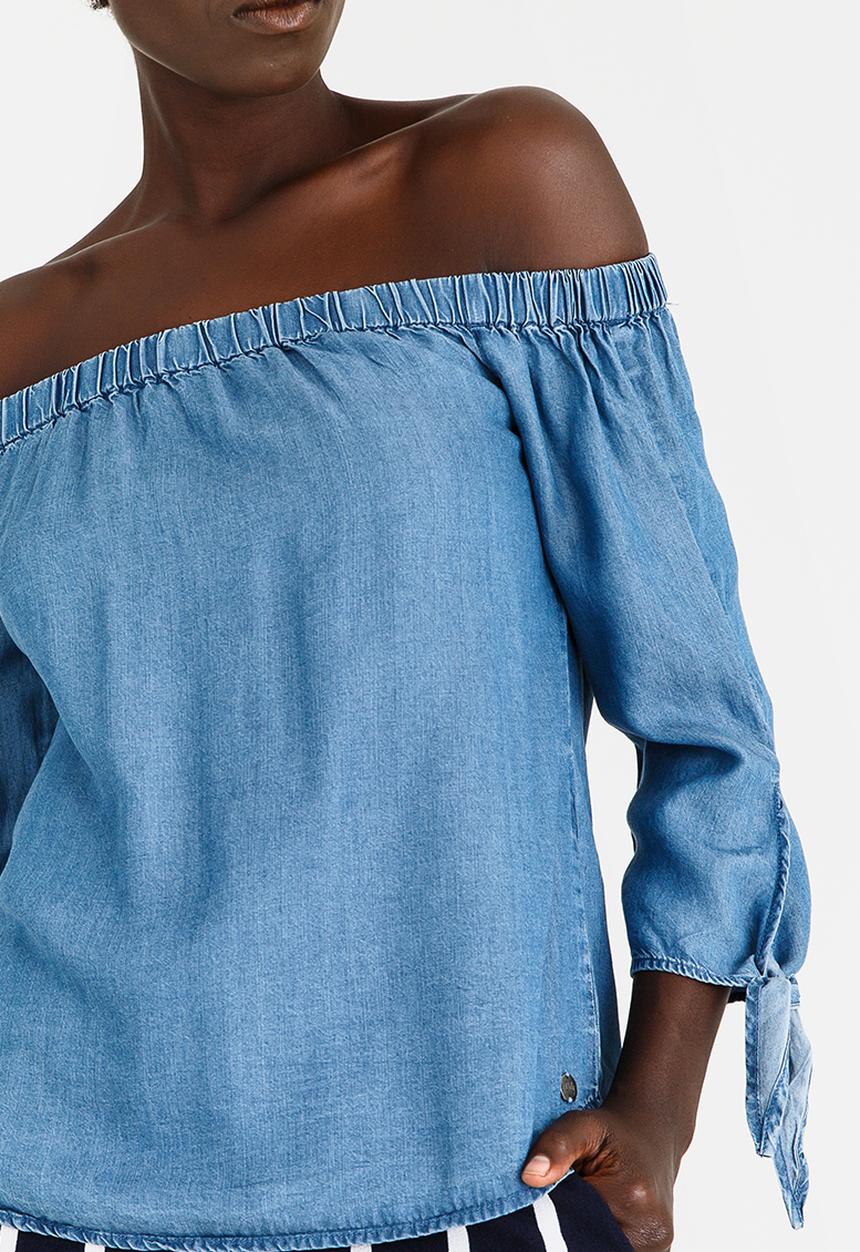 ONLY - India Off-the-shoulder Top Mid Blue